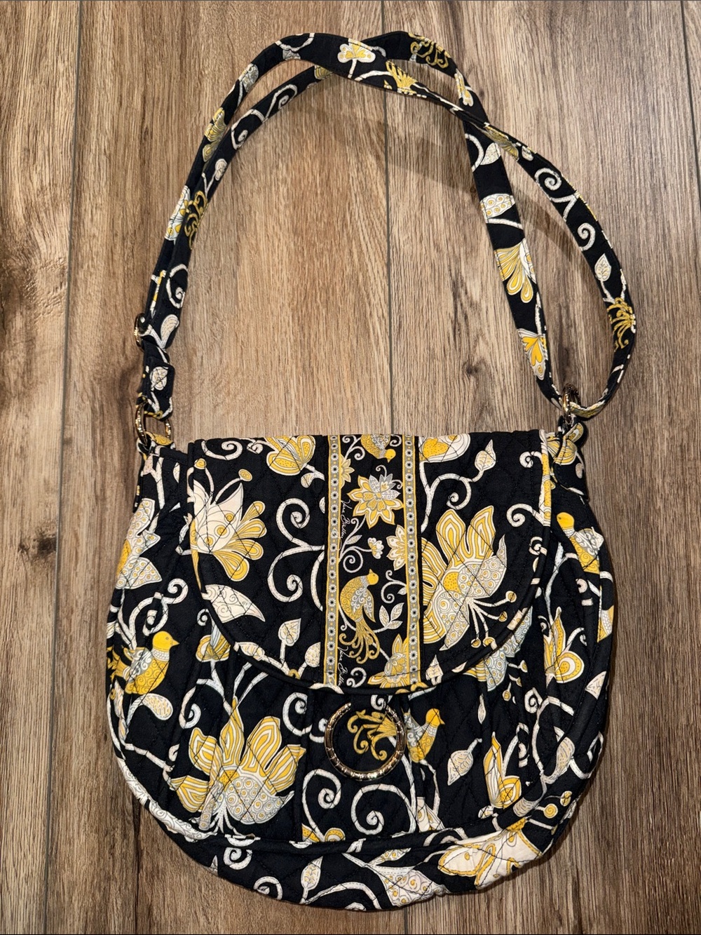Vera Bradley retired YELLOW BIRD Saddle Up Crossbody Shoulder Purse Bag